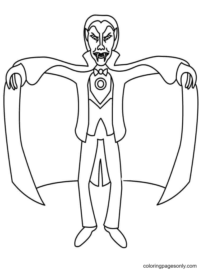 Vampire with Two Sharp Teeth Coloring Page