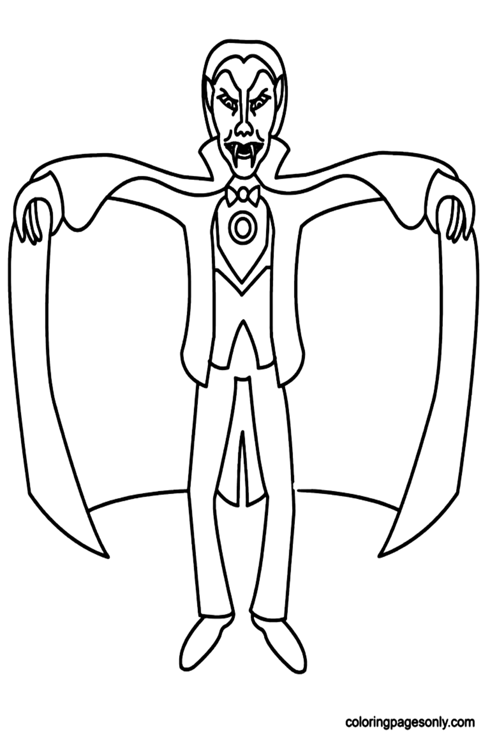 Vampire with Two Sharp Teeth Coloring Pages