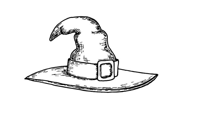 Vintage Hat for Witches Coloring Page