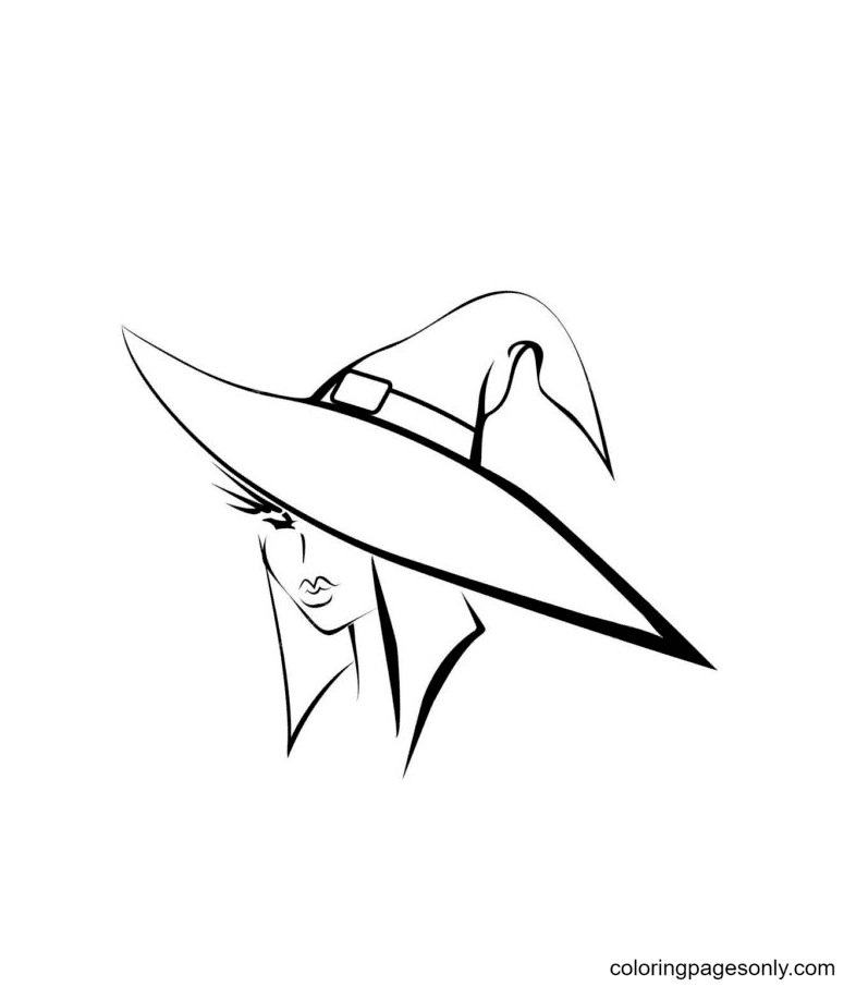 Wide-Brimmed Hat For Witches Coloring Page