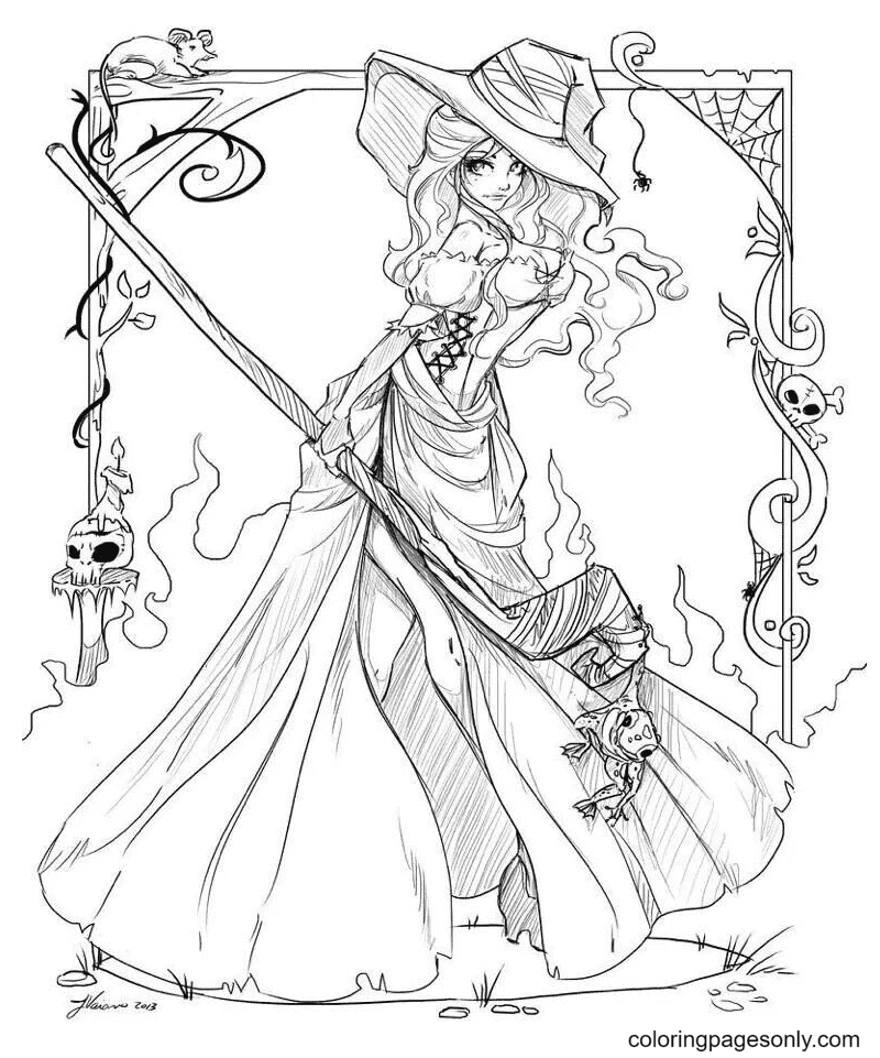 Witch Beautiful Coloring Page