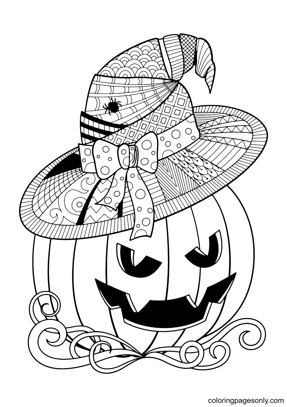 Witch Hat Jack O’ Lantern Coloring Page