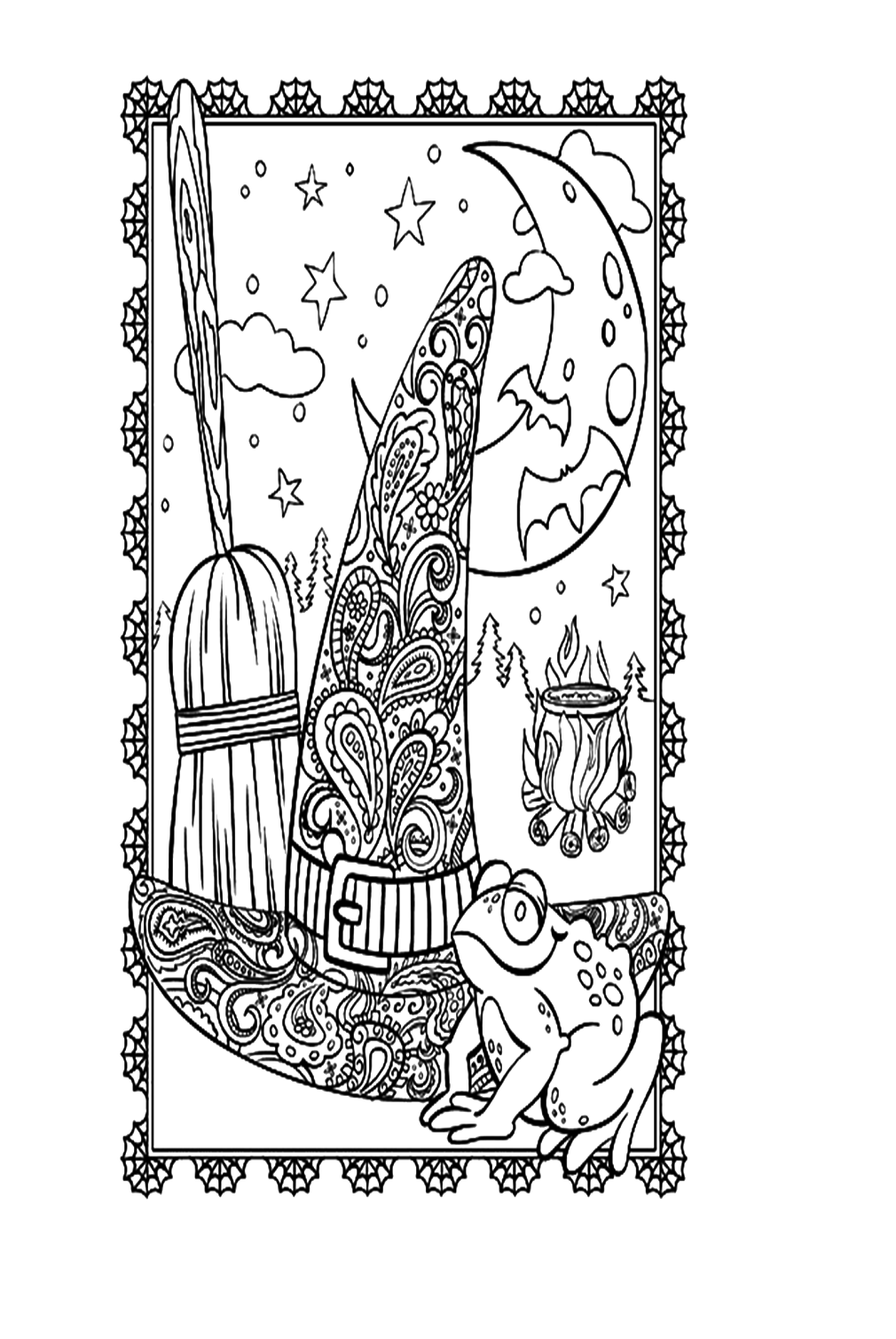 Witch Hat With Unique Motifs Coloring Pages