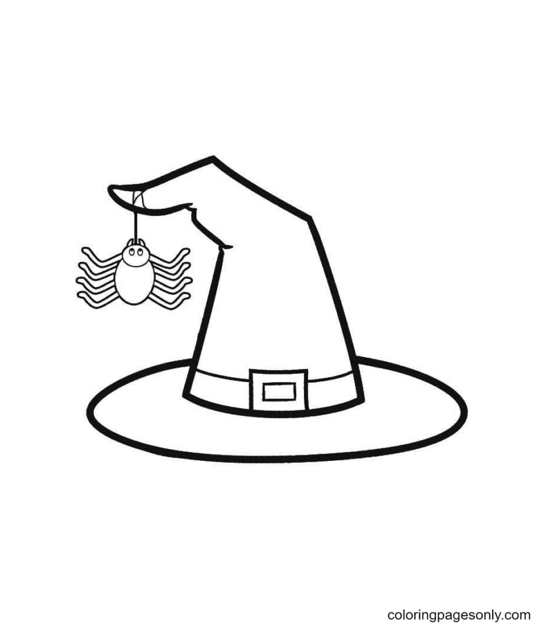 Witch Hat and Spider Coloring Pages