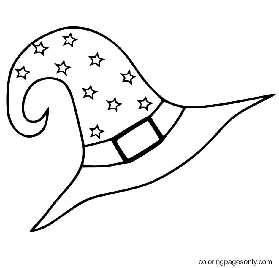 Witch Hat with Stars Coloring Page