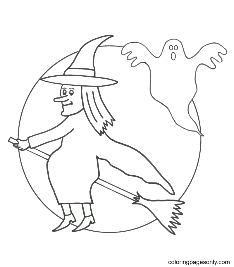 Hexe mit Geist von Halloween Witch