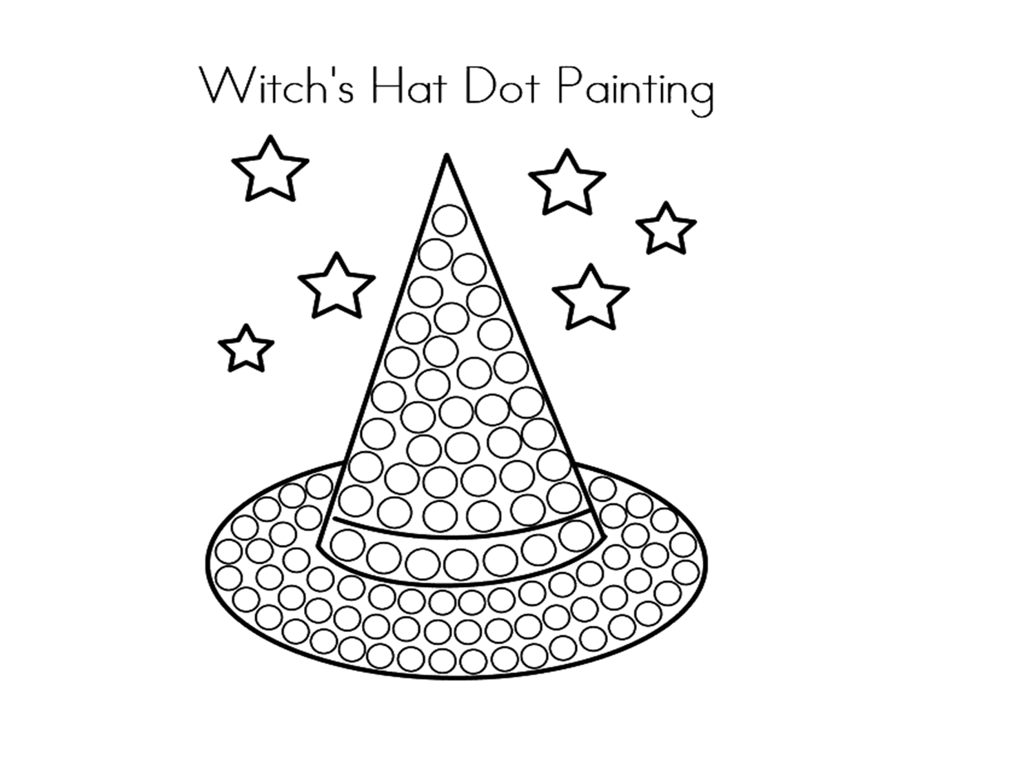 Witch’s Hat Dot Painting Coloring Pages