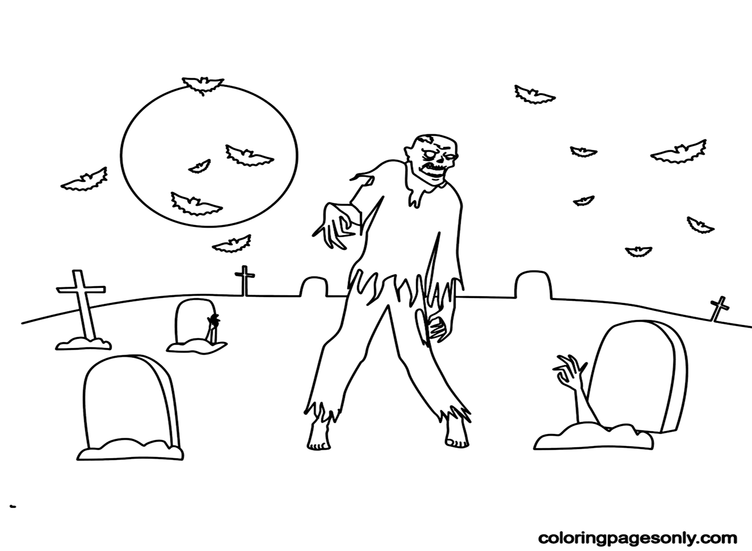 Zombies in Halloween Coloring Pages