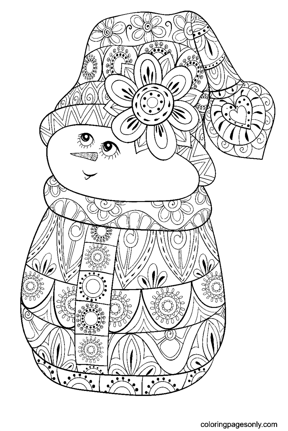 A Cute Snowman Coloring Pages