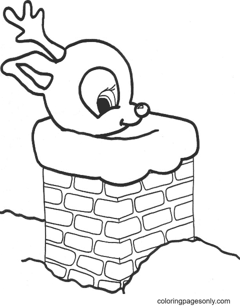 A Reindeer Baby Coloring Page