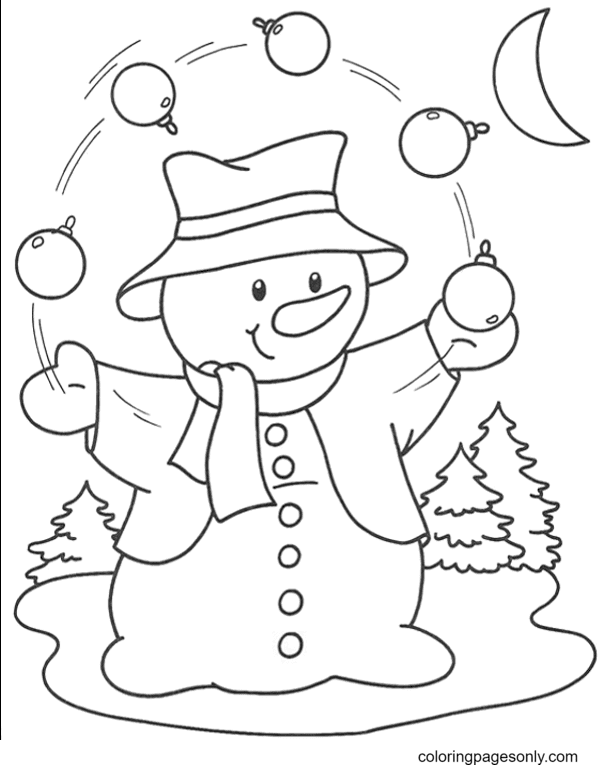 A Funny Snowman Coloring Page