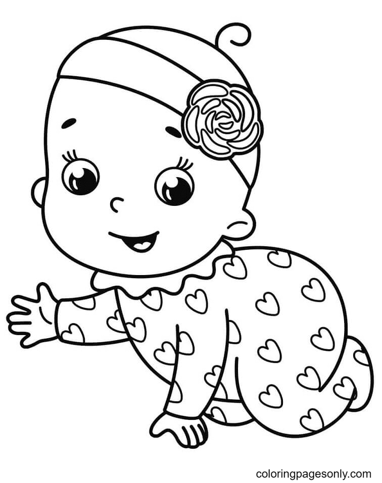 Adorable Baby Girl Coloring Page