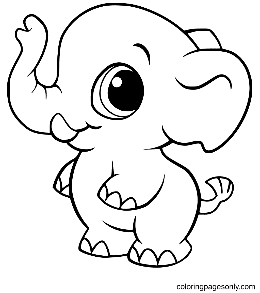 Adorable Elephant Coloring Page - Free Printable Coloring Pages