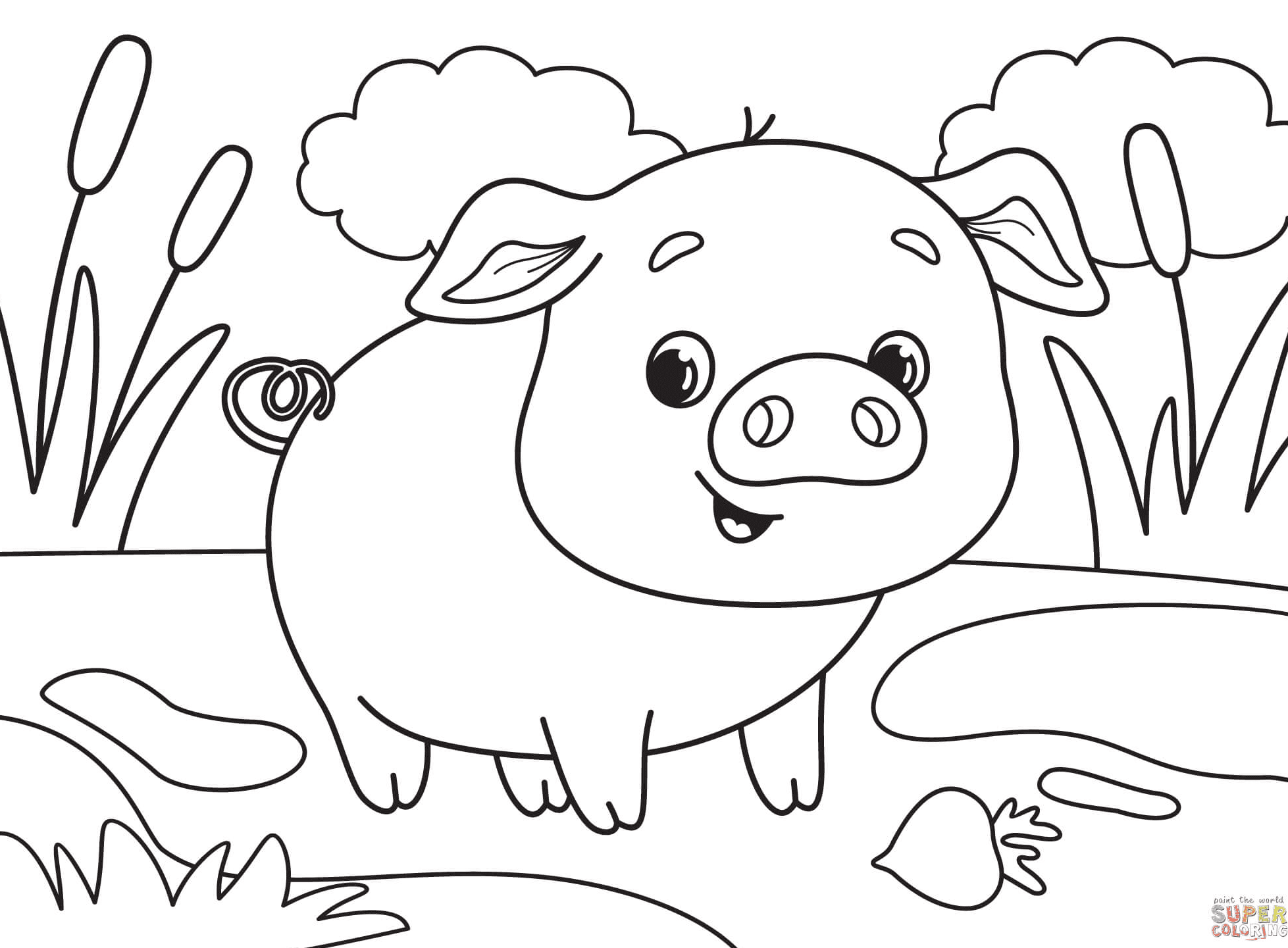Adorable Pig Coloring Page