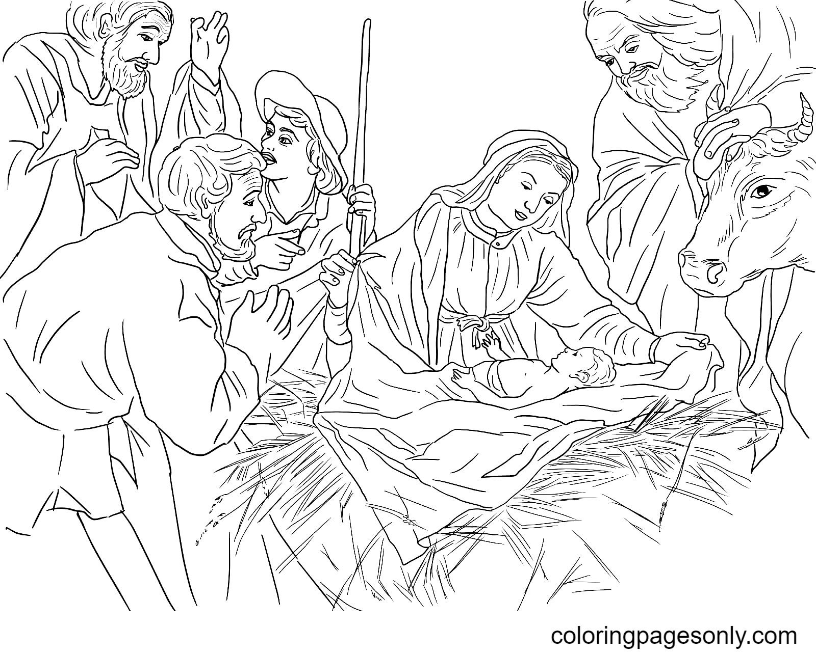Adoration of the Shepherds Coloring Page