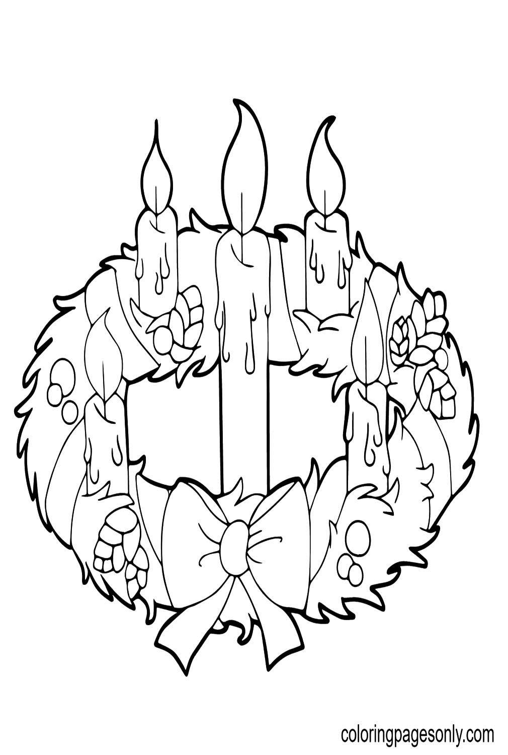 Advent Wreath and Candles Coloring Page - Free Printable Coloring Pages