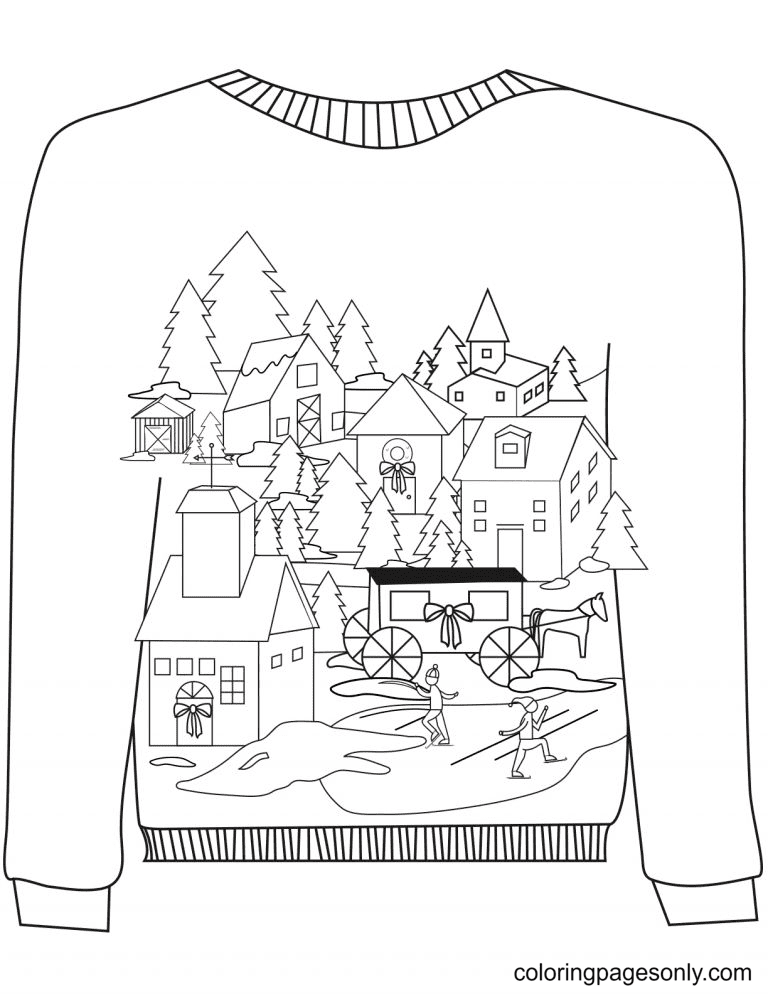 Alpine Village Sweater Coloring Page