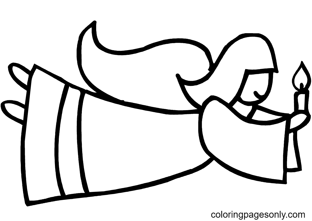 Angel Flying with Candle Coloring Page