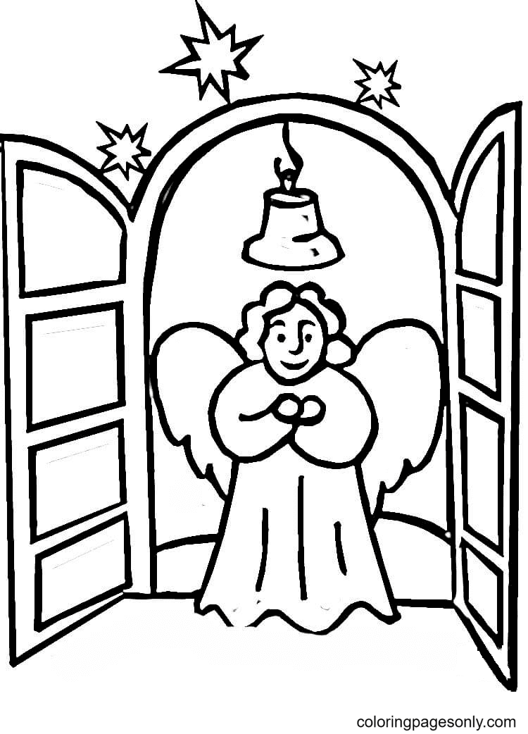 Angel in Church Coloring Page