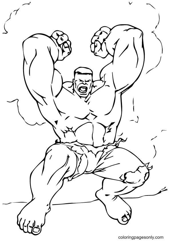 Angry Hulk in Rage Coloring Page