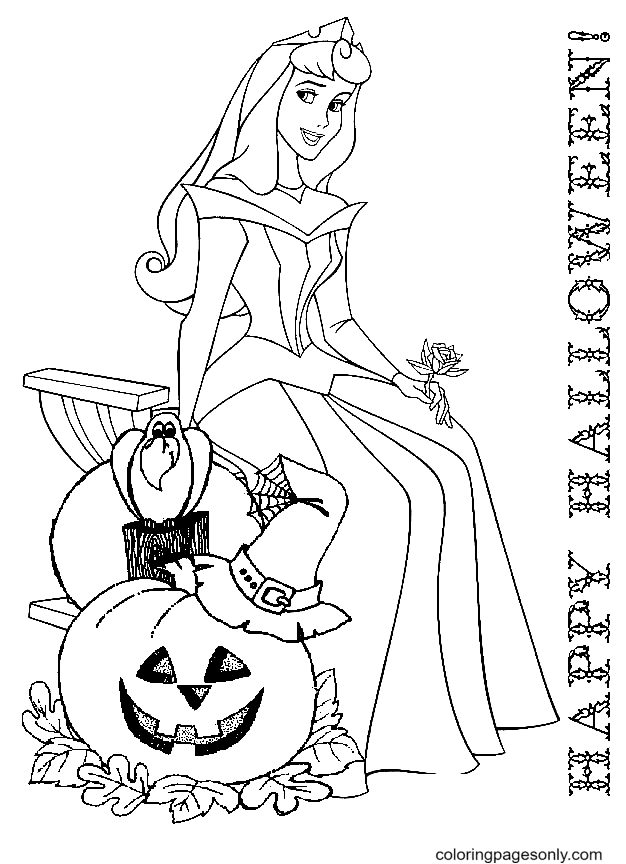 Aurora and Pumpkin Coloring Page
