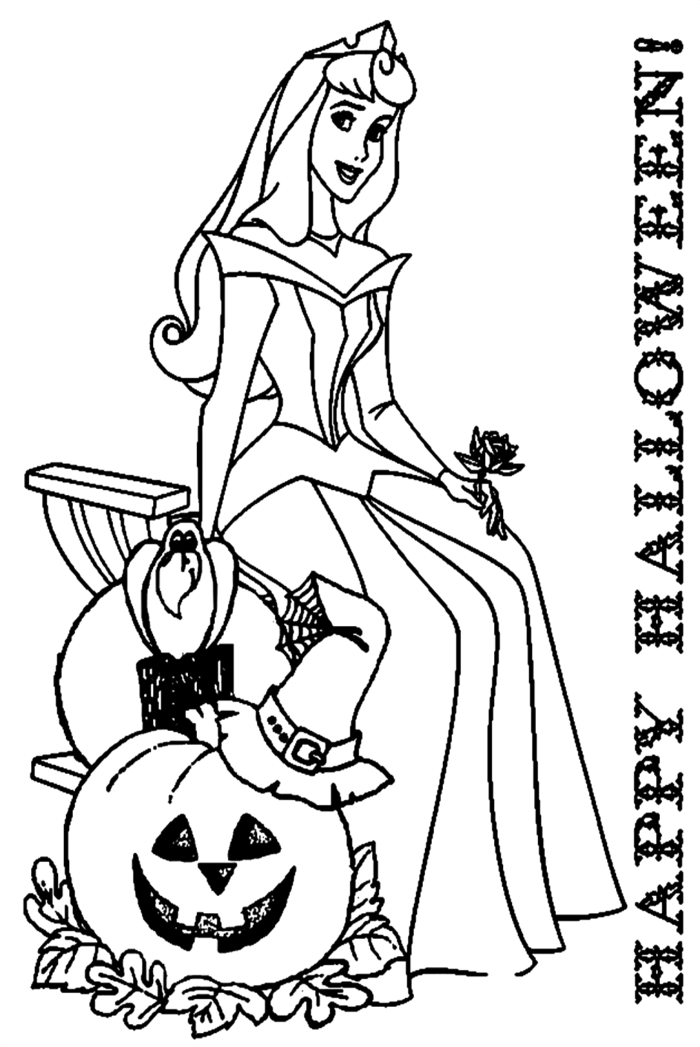 Aurora And Pumpkin Coloring Pages