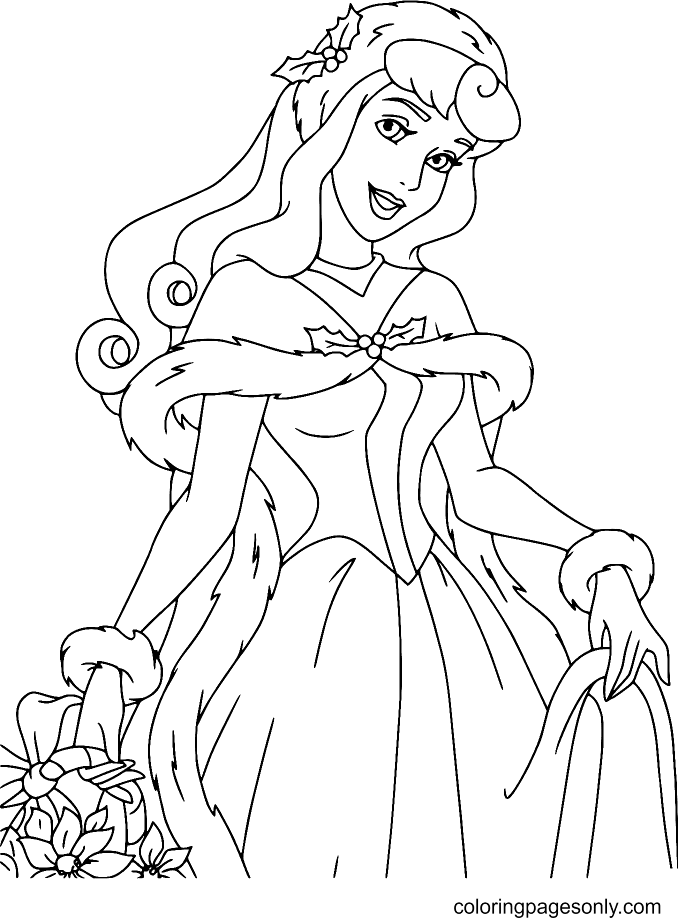Aurora ready for Christmas Coloring Page