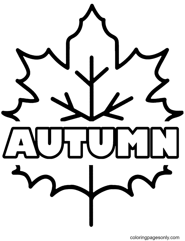 Autumn logo and Leaf Coloring Page