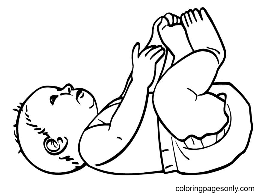 Baby Boy Laying Down Coloring Page