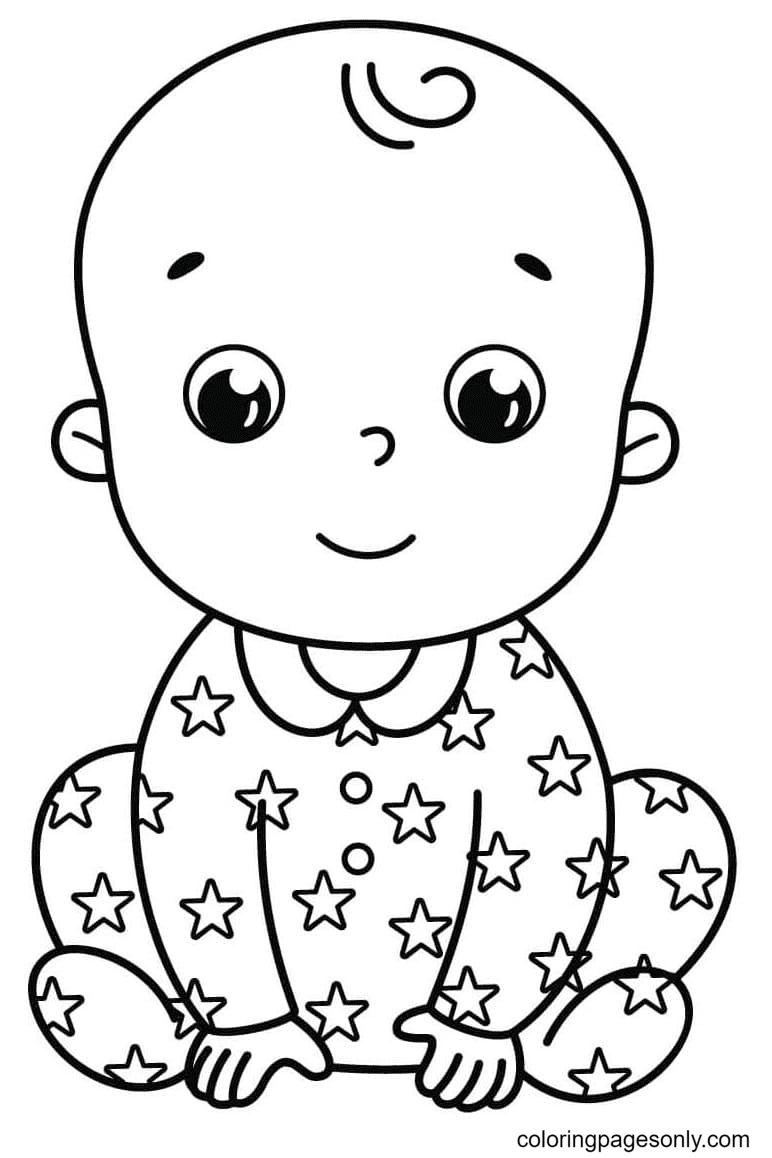 Baby Boy Smiles Coloring Page