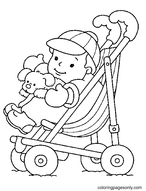 Babyjongen in kinderwagen van Baby
