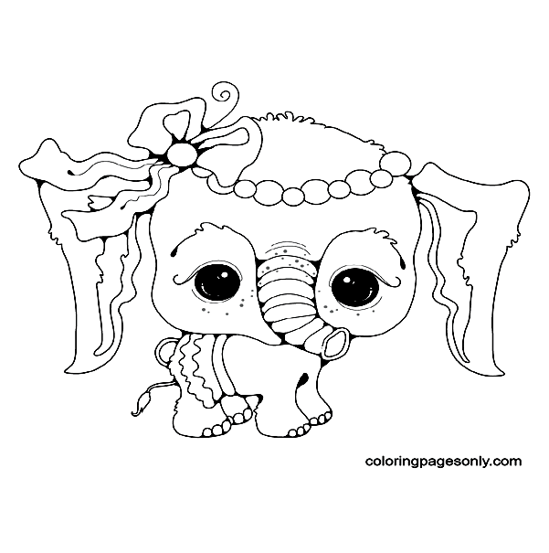 Baby Elephant Girl Coloring Pages