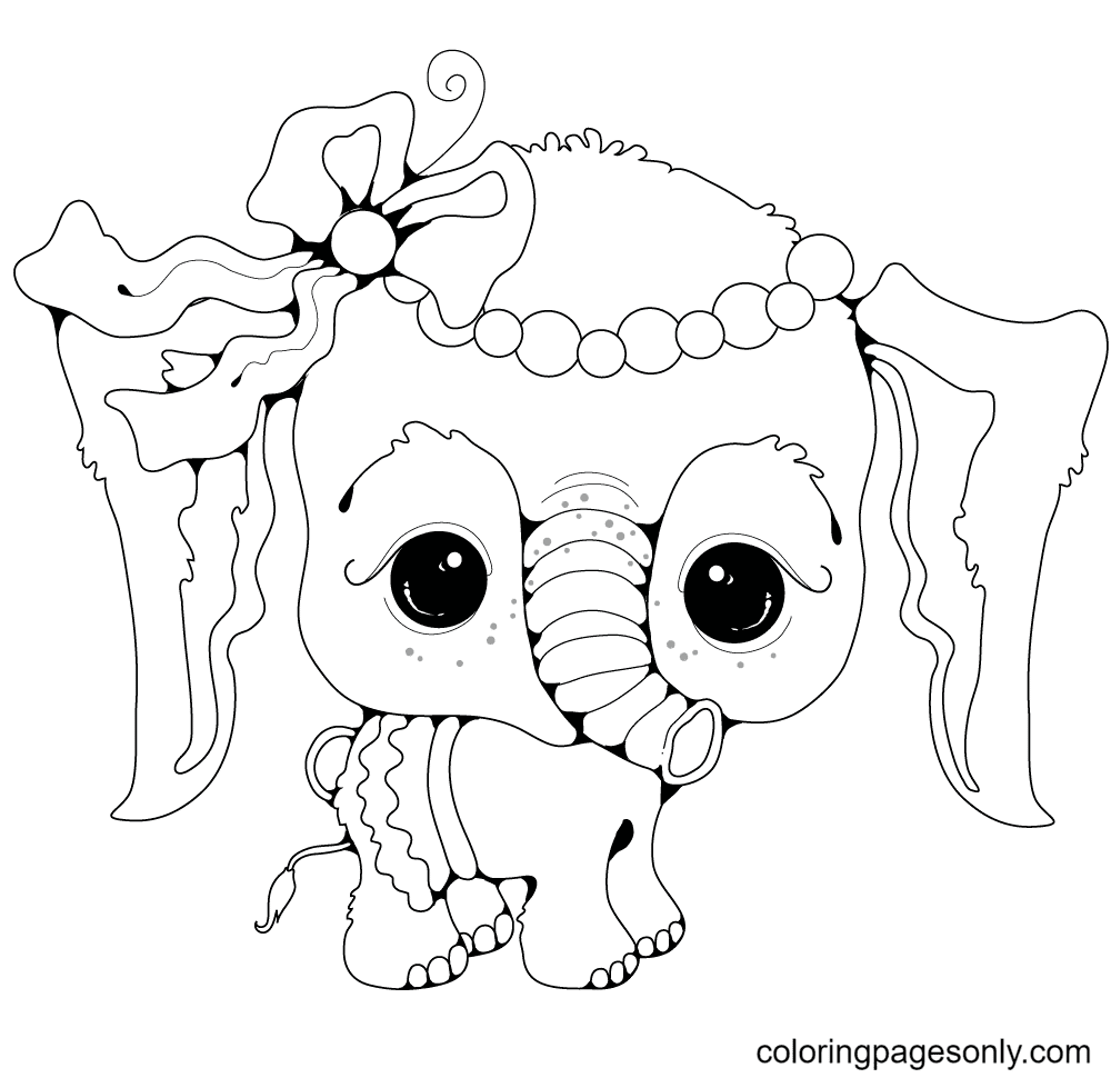 Baby Elephant Girl Coloring Pages
