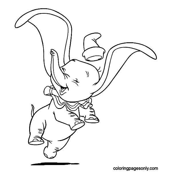 Baby Elephant Laughing Happily Coloring Pages