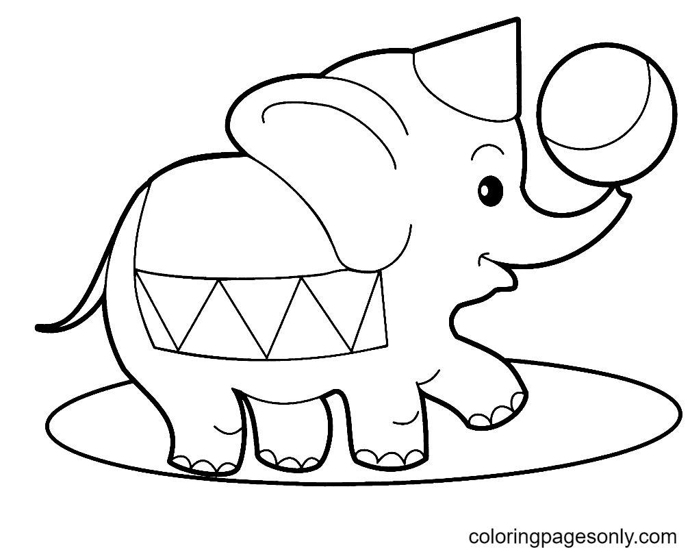 Слоненок играет в мяч от слона