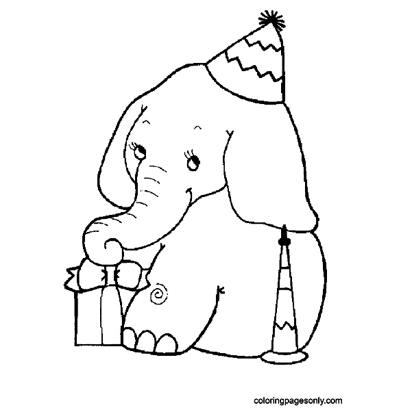 Baby Elephant’s Birthday Coloring Pages