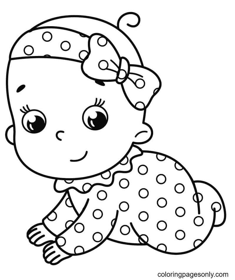 Baby Girl is Happy Coloring Pages