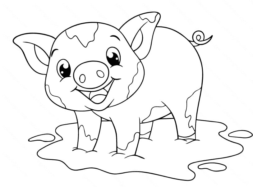 Baby Pig is Smiling Coloring Page