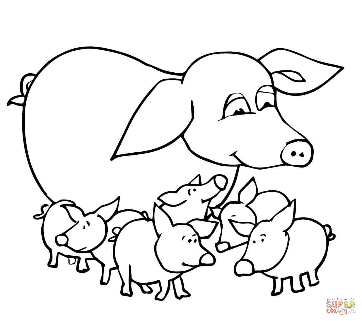 Baby Pigs and Mother Coloring Pages