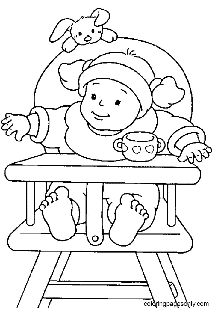 Baby On Chair Coloring Pages