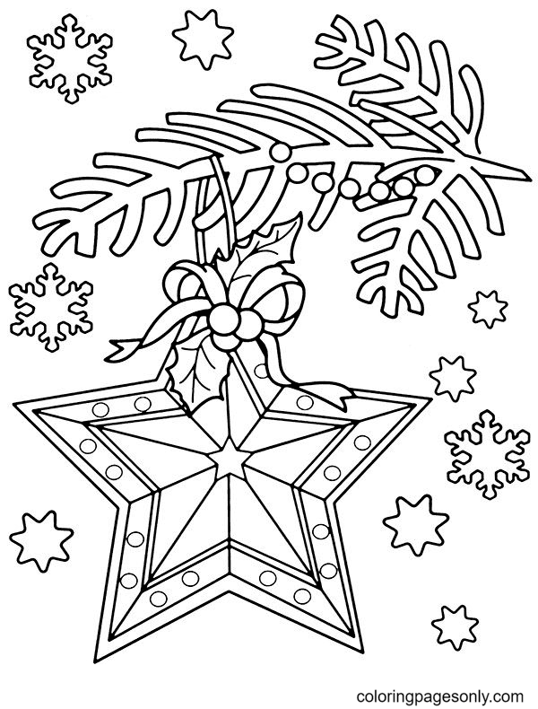 Bauble on Christmas tree Coloring Page
