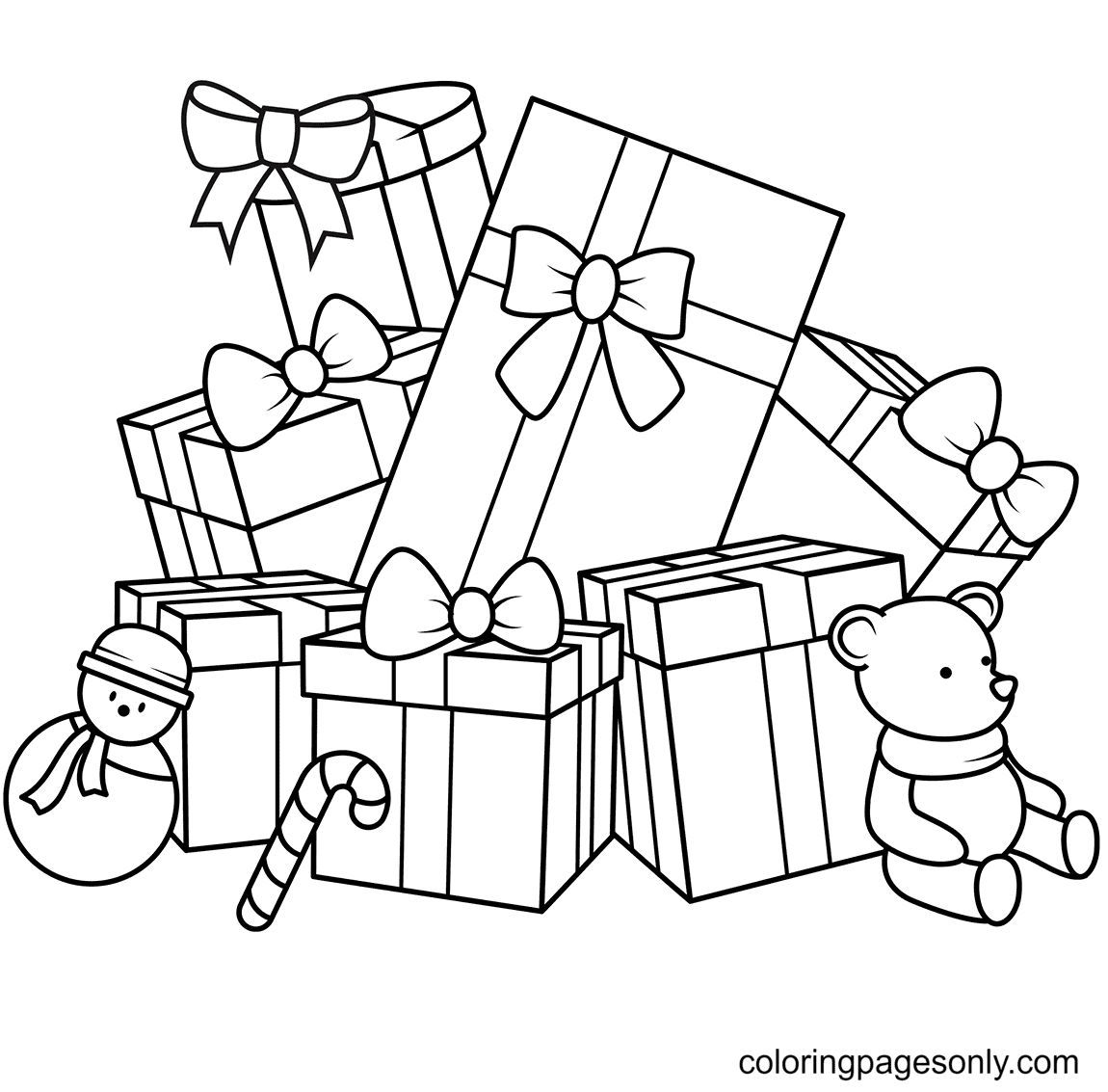 Beautiful Christmas Gifts Coloring Page
