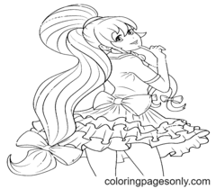 Coloriages Anime Girl Cheveux Longs