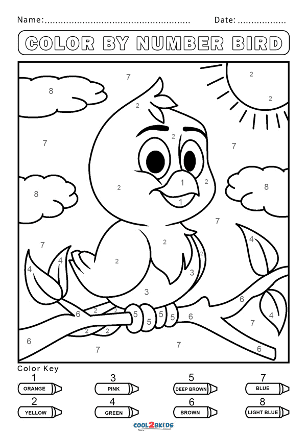 Bird Color by Number Coloring Page