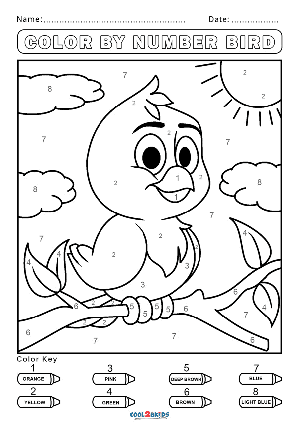 Bird Color by Number Coloring Page - Free Printable Coloring Pages