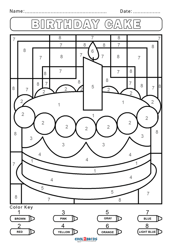 Gâteau d'anniversaire couleur par numéro à partir de couleur par numéro