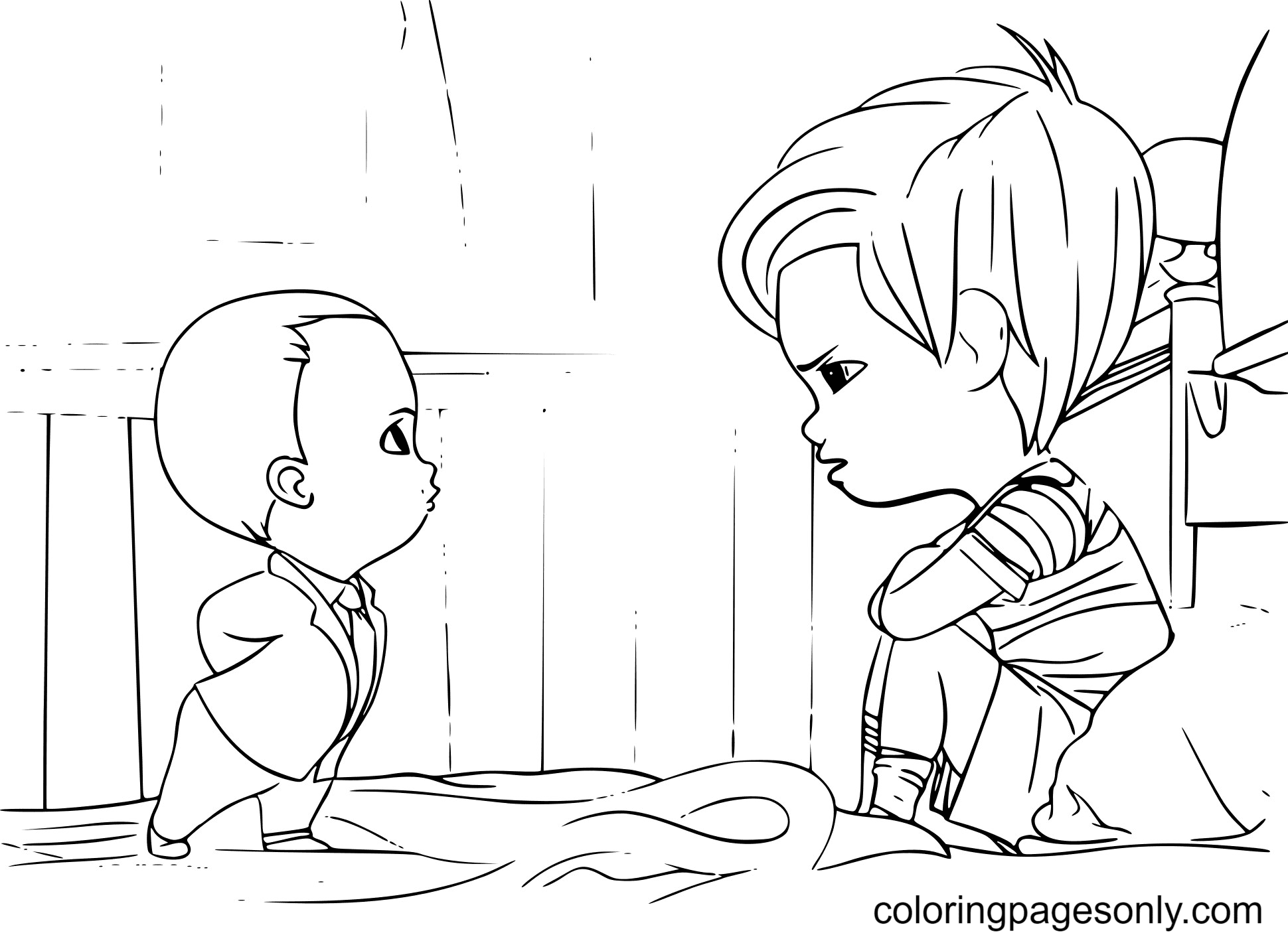 Boss Baby And Tim Talking Coloring Page
