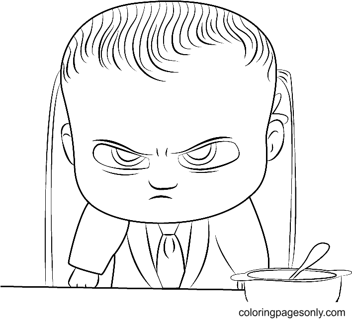 Página para colorir com raiva do bebê chefe