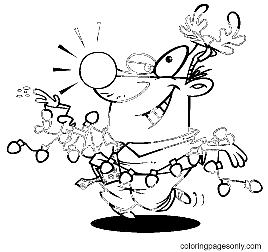 Businessman With Christmas Lights Coloring Page