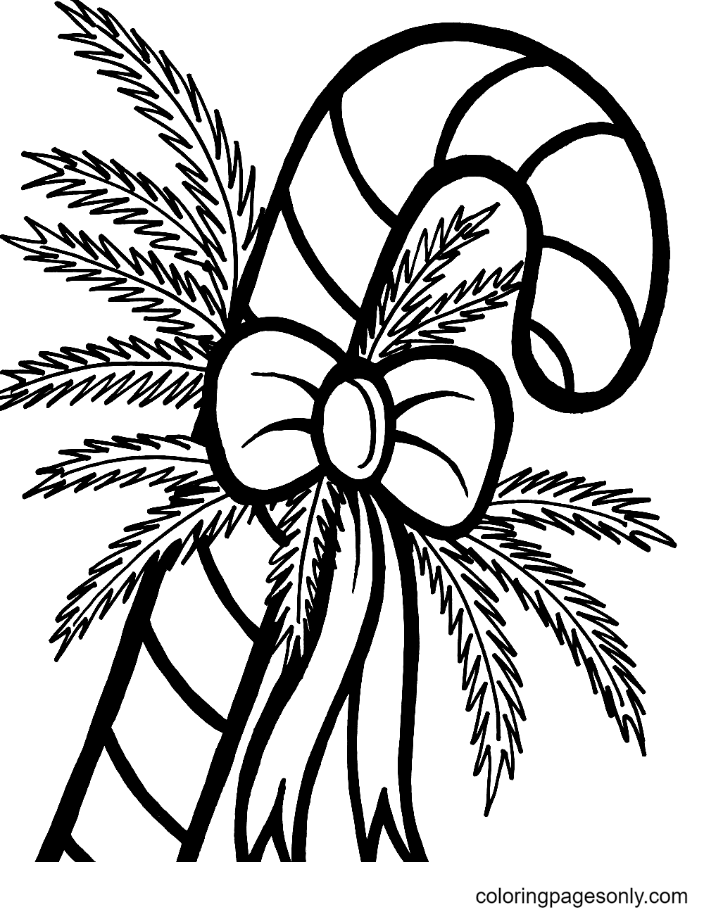Candy Cane Free Coloring Page